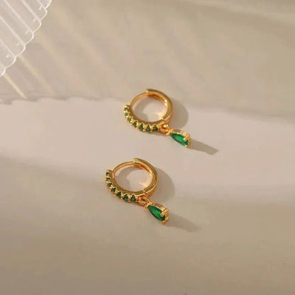 Orecchini in zirconia con smeraldo in oro