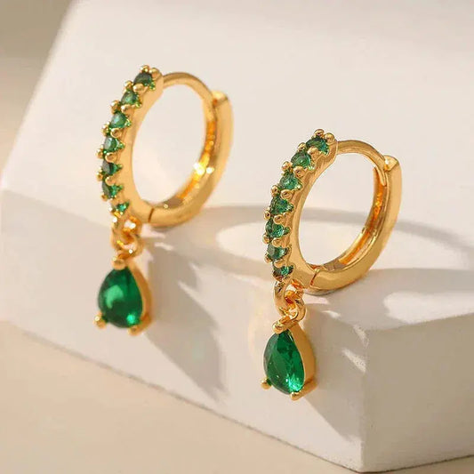 Orecchini in zirconia con smeraldo in oro