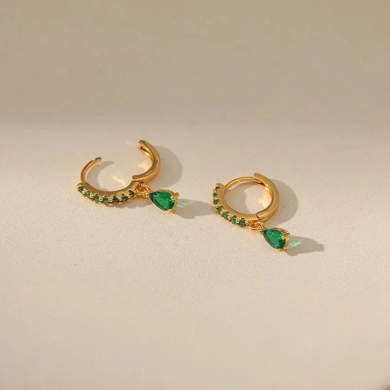 Orecchini in zirconia con smeraldo in oro