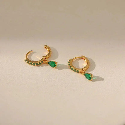 Orecchini in zirconia con smeraldo in oro