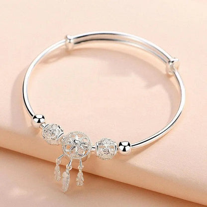 Bracciale regolabile con ciondolo sogno catcher in argento 925