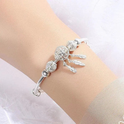 Bracciale regolabile con ciondolo sogno catcher in argento 925