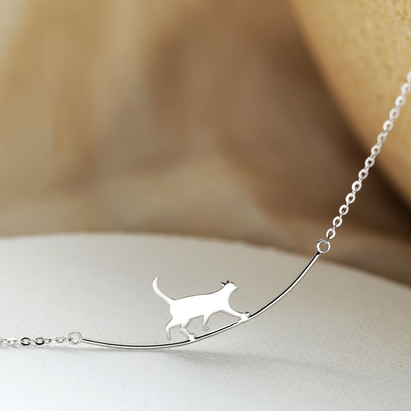Collana con Gatto Scalatore in Argento