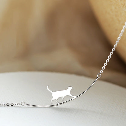 Collana con Gatto Scalatore in Argento