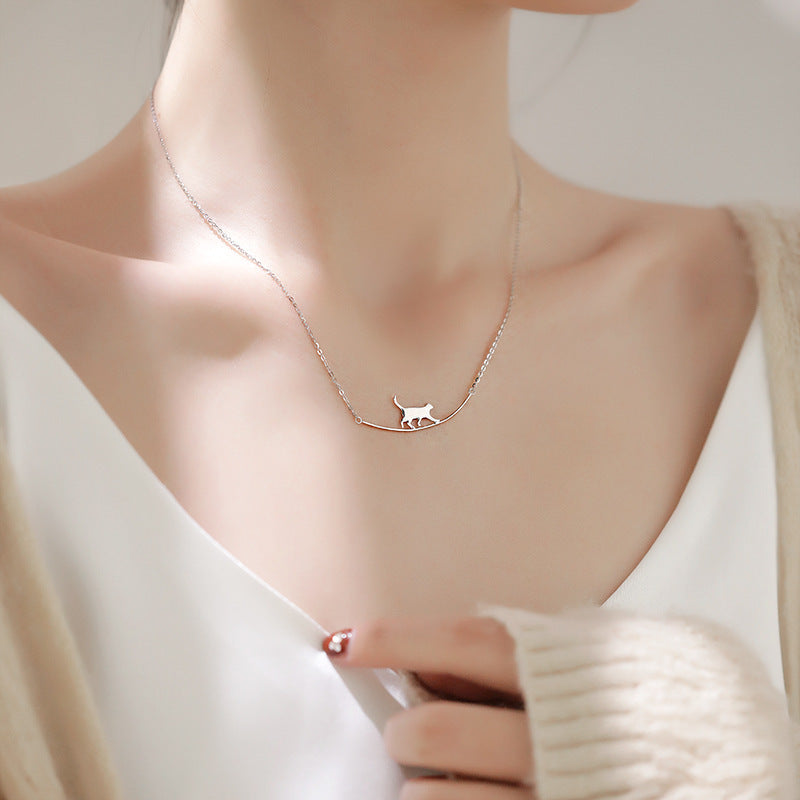 Collana con Gatto Scalatore in Argento