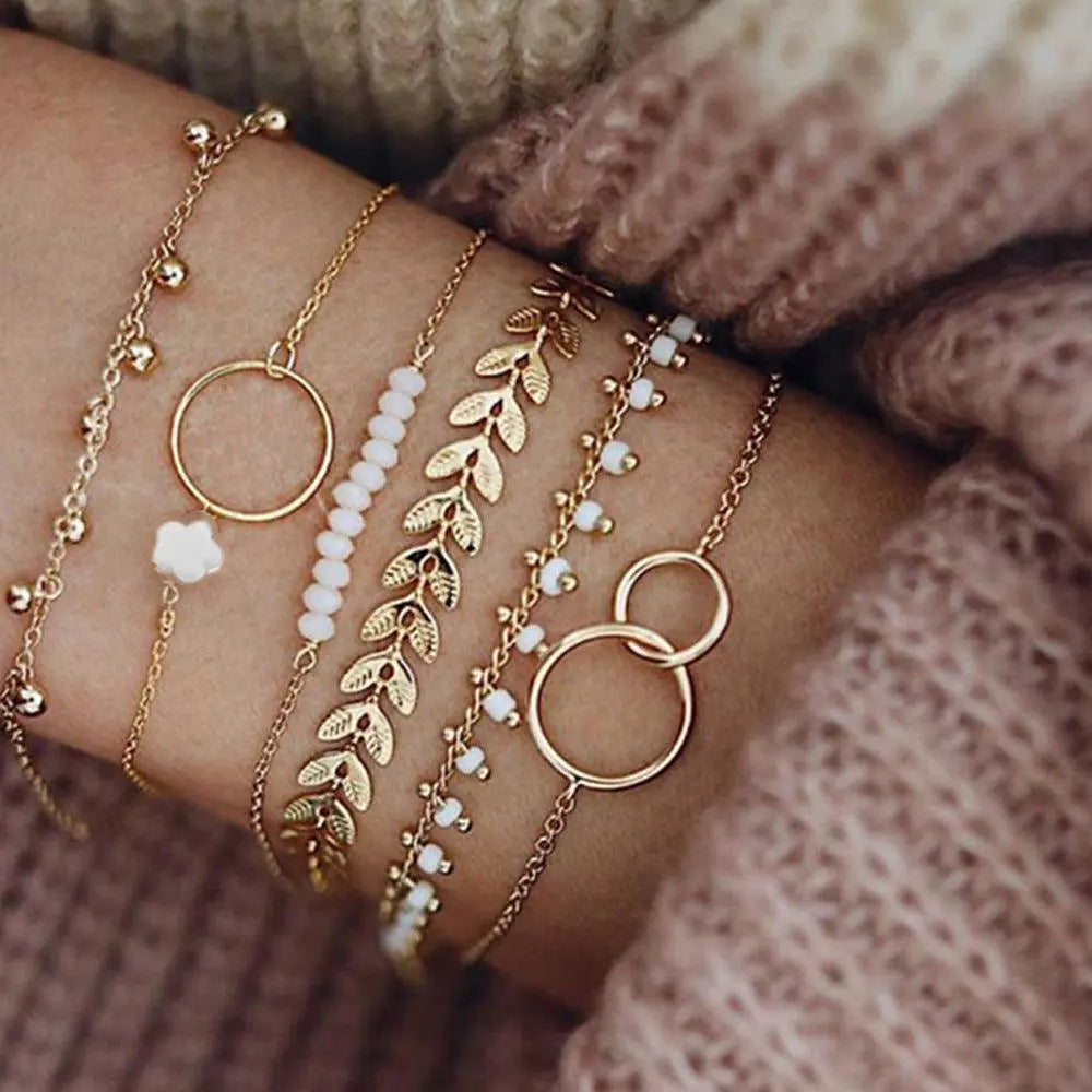 Pacchetto di Braccialetti Boho in Oro