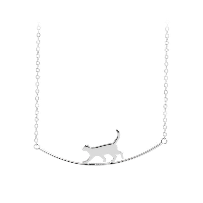 Collana con Gatto Arrampicatore in Argento