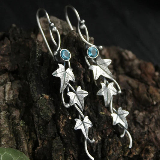 Orecchini Elf con cristallo blu
