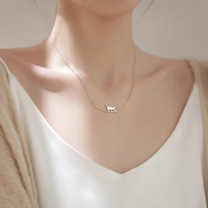 Collana con Gatto Scalatore in Argento