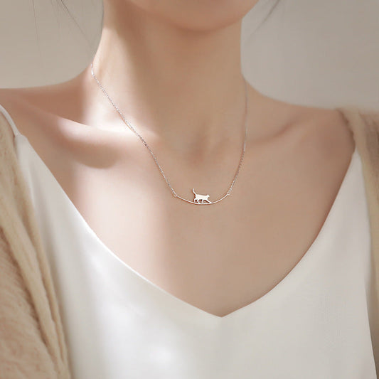 Collana con Gatto Arrampicatore in Argento