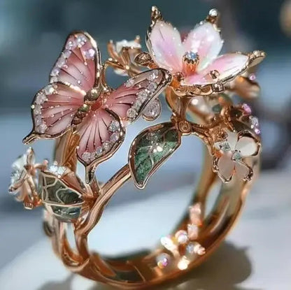 Anelli delicati in colore oro a forma di fiore e farfalla per donna, accessori da festa, regali, gioielli personalizzati