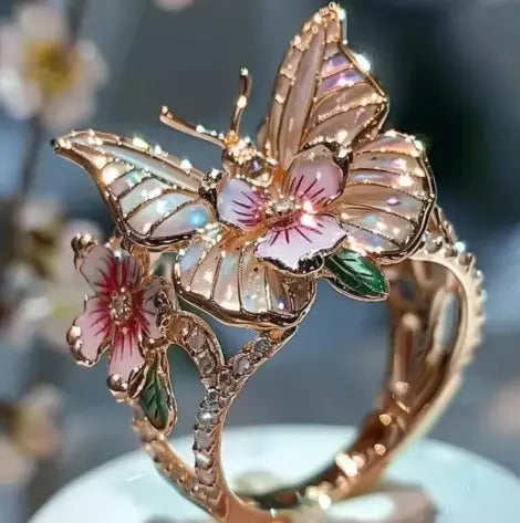 Anelli delicati in colore oro a forma di fiore e farfalla per donna, accessori da festa, regali, gioielli personalizzati