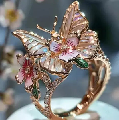 Anelli delicati in colore oro a forma di fiore e farfalla per donna, accessori da festa, regali, gioielli personalizzati