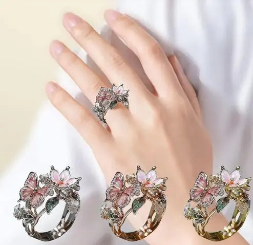 Anelli delicati in colore oro a forma di fiore e farfalla per donna, accessori da festa, regali, gioielli personalizzati