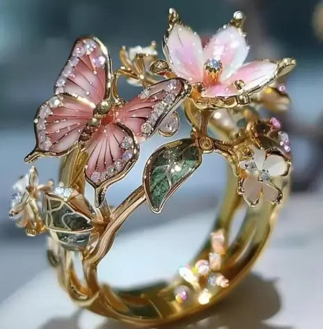 Anelli delicati in colore oro a forma di fiore e farfalla per donna, accessori da festa, regali, gioielli personalizzati