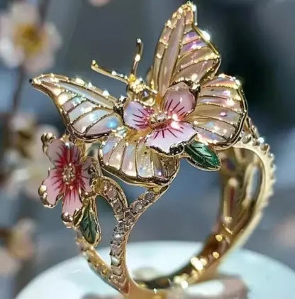 Anelli delicati in colore oro a forma di fiore e farfalla per donna, accessori da festa, regali, gioielli personalizzati