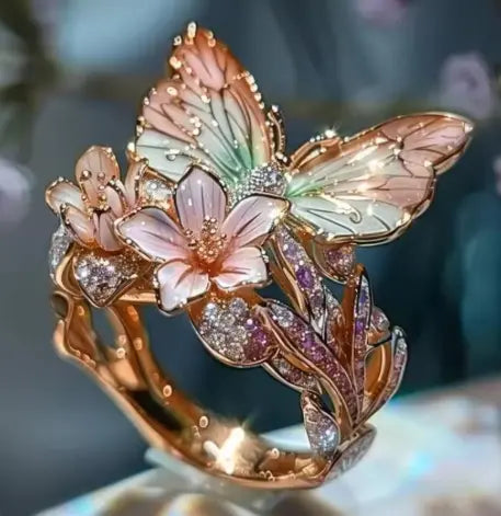 Anelli delicati in colore oro a forma di fiore e farfalla per donna, accessori da festa, regali, gioielli personalizzati