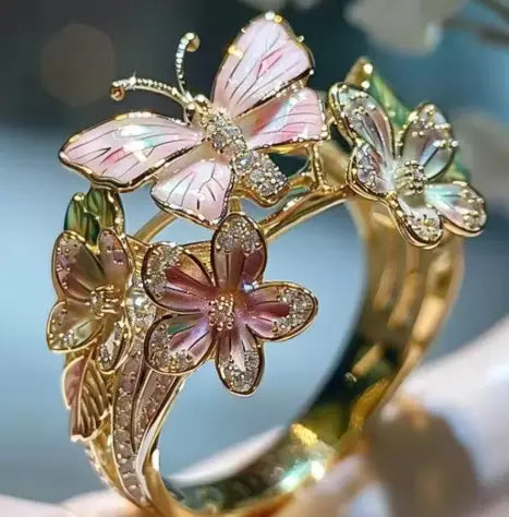 Anelli delicati in colore oro a forma di fiore e farfalla per donna, accessori da festa, regali, gioielli personalizzati