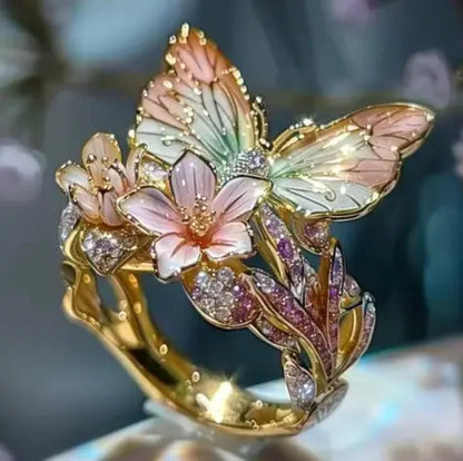 Anelli delicati in colore oro a forma di fiore e farfalla per donna, accessori da festa, regali, gioielli personalizzati