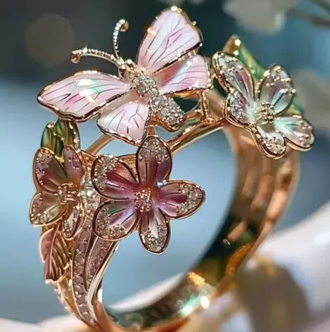 Anelli delicati in colore oro a forma di fiore e farfalla per donna, accessori da festa, regali, gioielli personalizzati