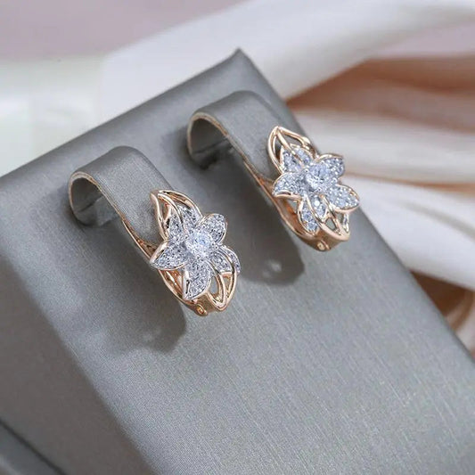 Orecchini eleganti in oro rosa e cristallo