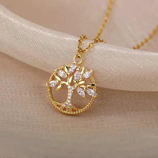 Collana Albero della Vita con Zirconia in Oro