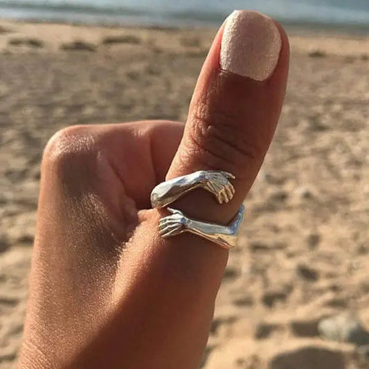Anello regolabile d'argento a abbraccio