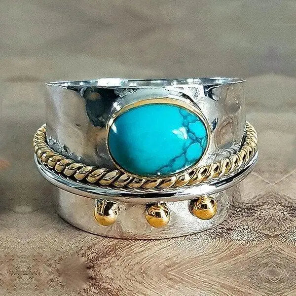 Anello a fascia larga turchese