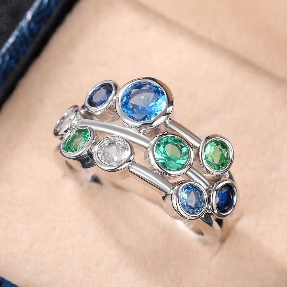 Anello blu con cristalli vintage
