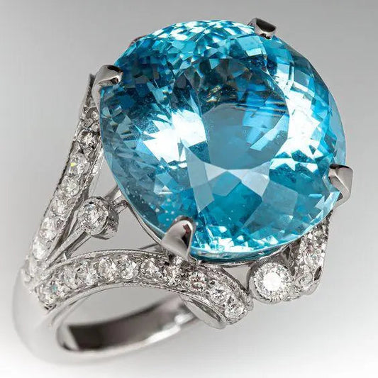 Anello con cristallo blu in argento sterling