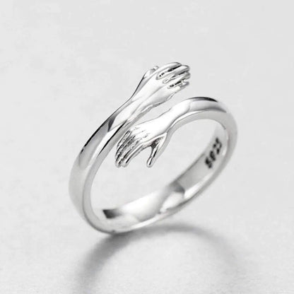Anello regolabile d'argento a abbraccio