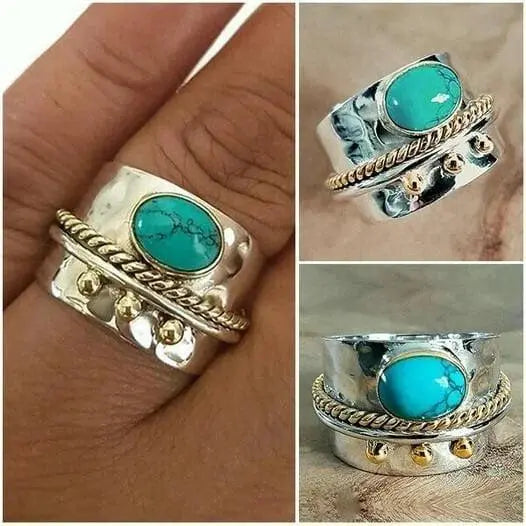 Anello a fascia larga turchese