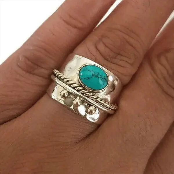 Anello a fascia larga turchese