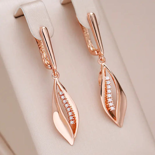 Orecchini Eleganti in Pizzo con Zirconia in Oro Rosa