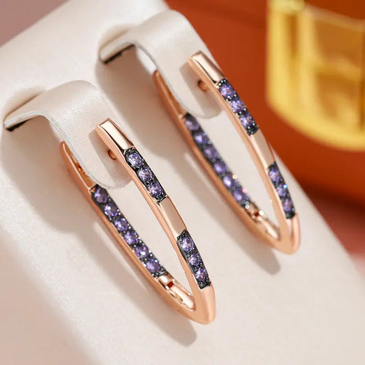Orecchini Eleganti in Oro con Zirconia Viola
