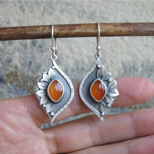Orecchini Boho arancioni con cristalli