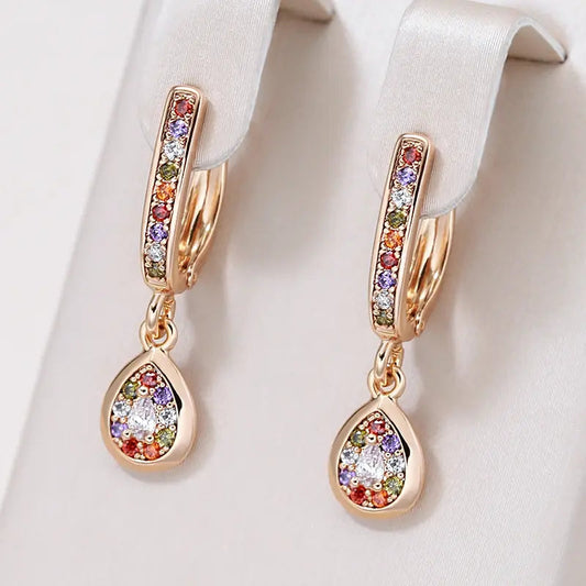 Orecchini pendenti con zirconi multicolore