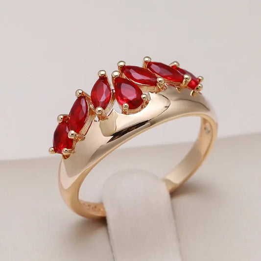 Anello Elegante in Cristallo Rosso