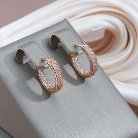 Orecchini eleganti e lucenti in oro e zirconia