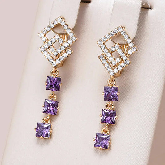 Orecchini con Cristalli Viola in Oro