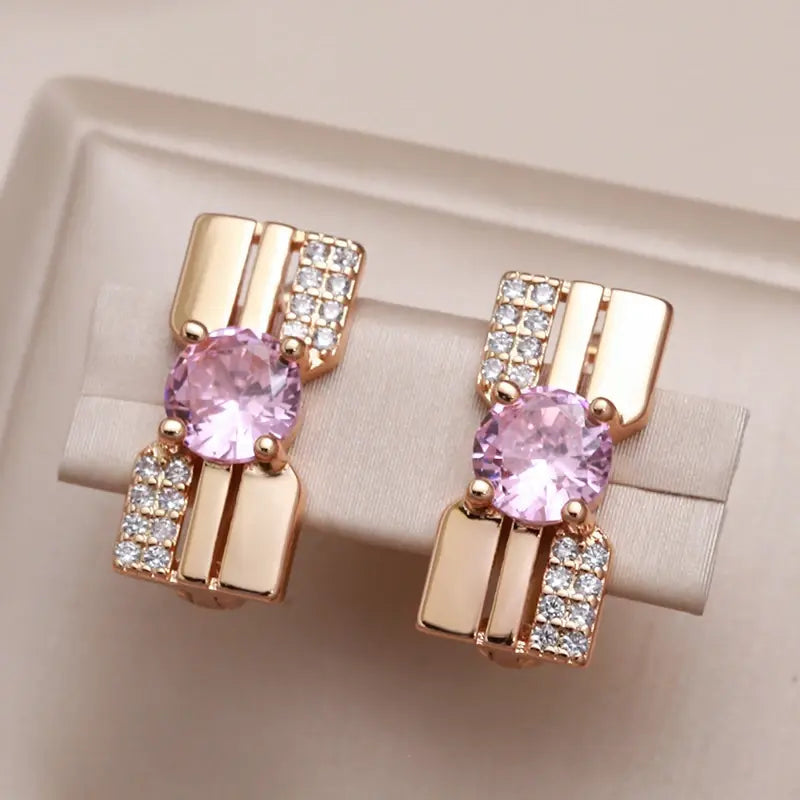 Orecchini Brillanti con Zirconia a Rosa
