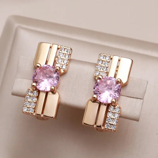 Orecchini Brillanti con Zirconia a Rosa