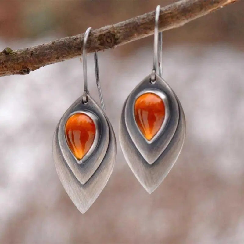 Orecchini vintage in argento sterling con design zucca arancione