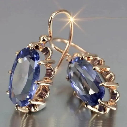 Orecchini in Cristallo Oro Vintage Blu