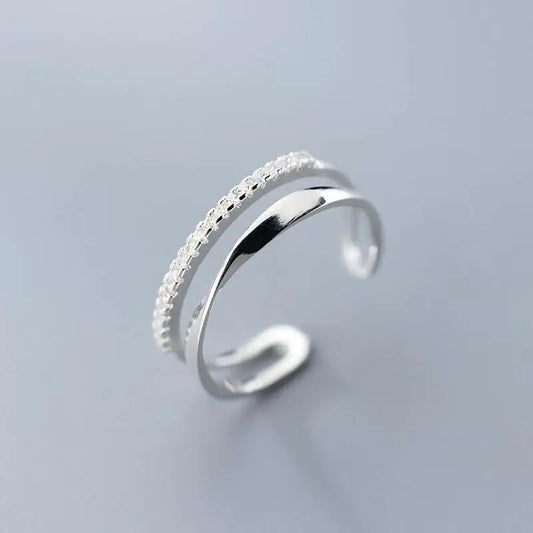 anello d'argento regolabile con zirconi