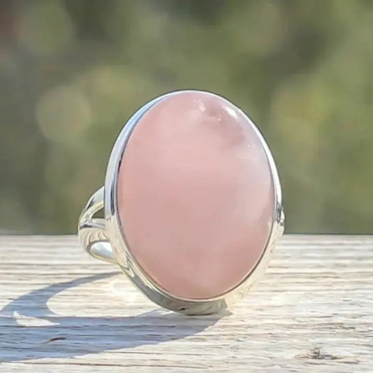 Anello vintage in quarzo rosa con argento sterling