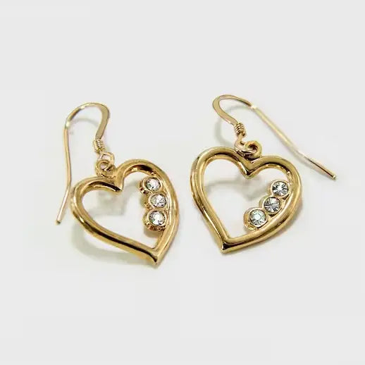 Orecchini d'oro vintage a forma di cuori