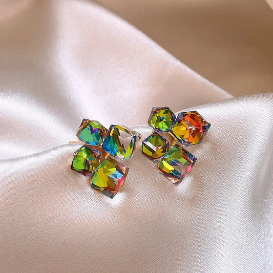 Orecchini Multicolore in Zirconia Dorata Elegante