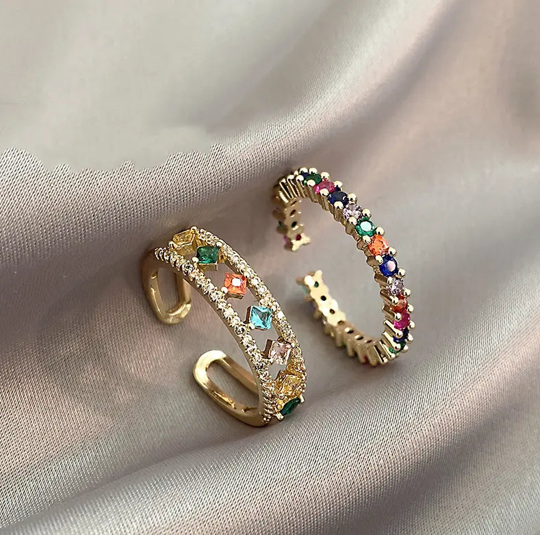 anelli eleganti multicolore con zirconi