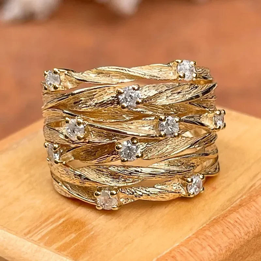 Anello vintage con zirconia dorata